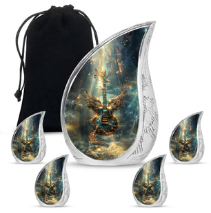 Guitar Theme Large Urn With 4 Keepsake Urn