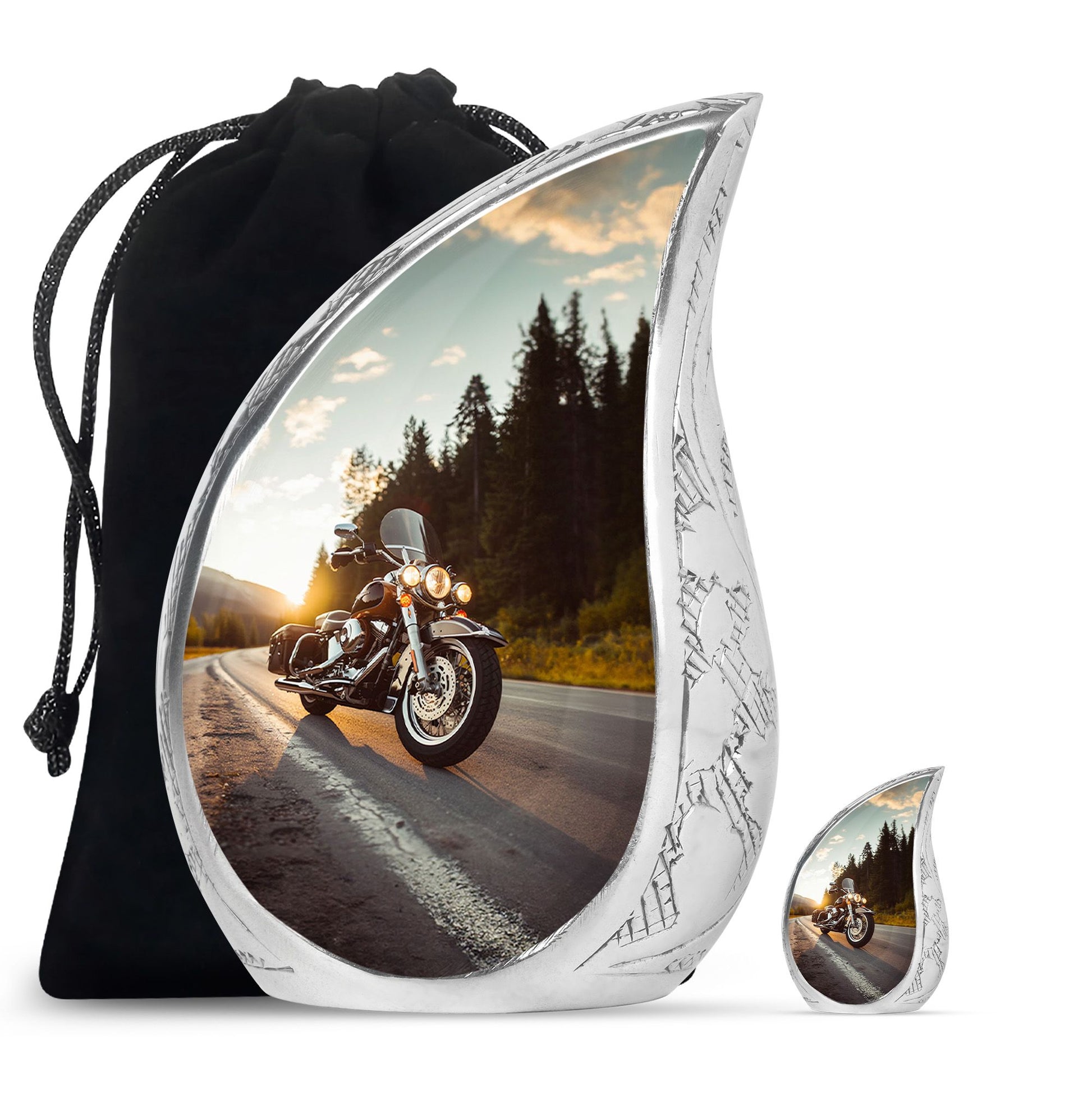 Bike Theme Large Urn With 1 Keepsake Urn