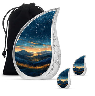 Majestic Sky Theme Large Urn With 2 Keepsake Urn