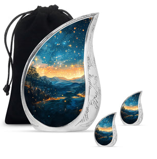 Majestic Sky Theme Large Urn With 2 Keepsake Urn