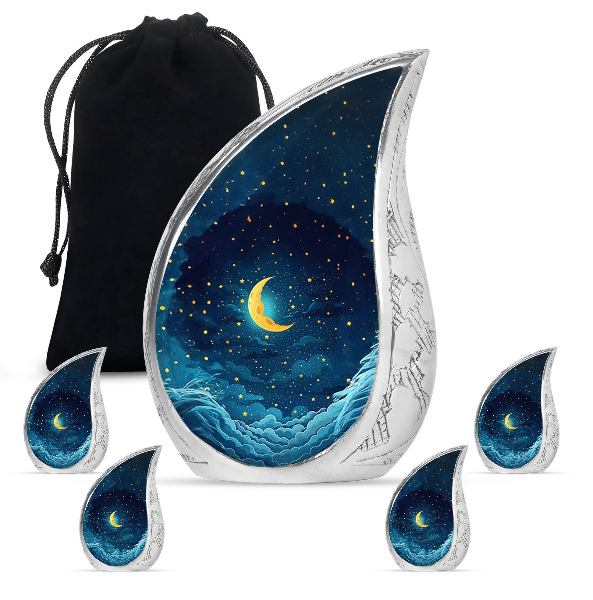 Majestic Moon Theme Large Urn With 4 Keepsake Urn