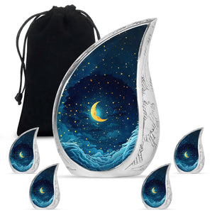 Majestic Moon Theme Large Urn With 4 Keepsake Urn