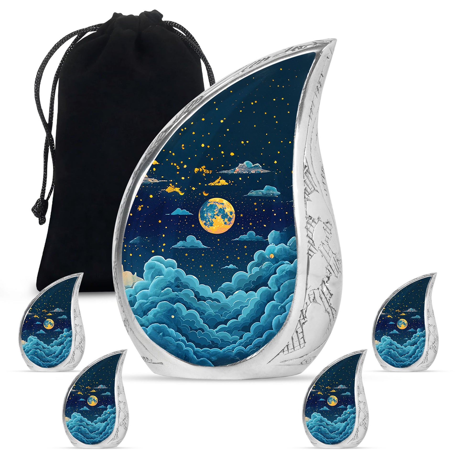 Majestic Moon Theme Large Urn With 4 Keepsake Urn