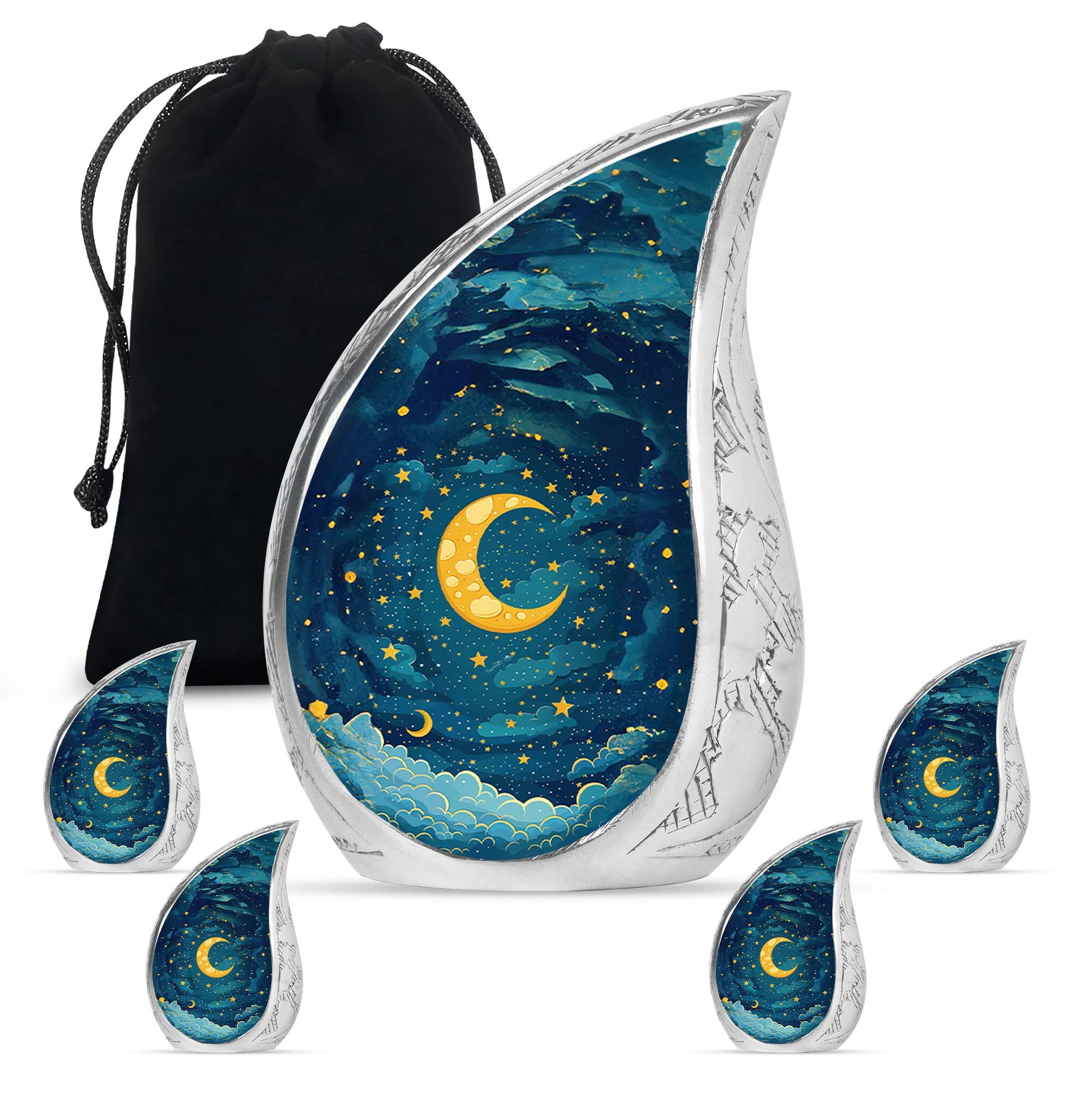 Majestic Moon Theme Large Urn With 4 Keepsake Urn