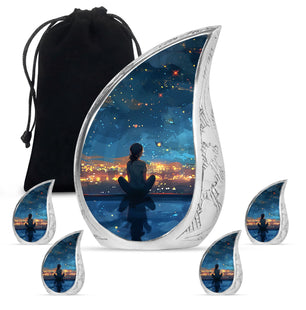 Night Sky Theme Large Urn With 4 Keepsake Urn