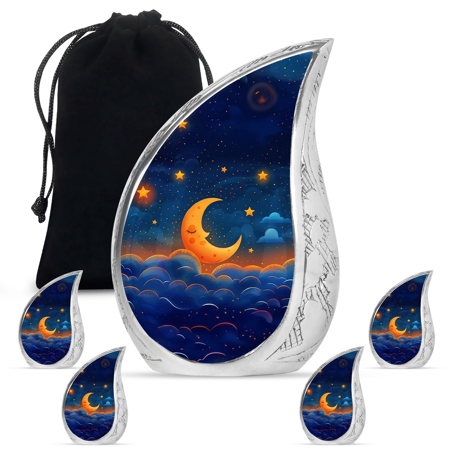 Night Sky Theme Large Urn With 4 Keepsake Urn