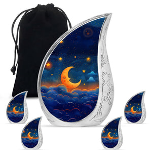 Night Sky Theme Large Urn With 4 Keepsake Urn