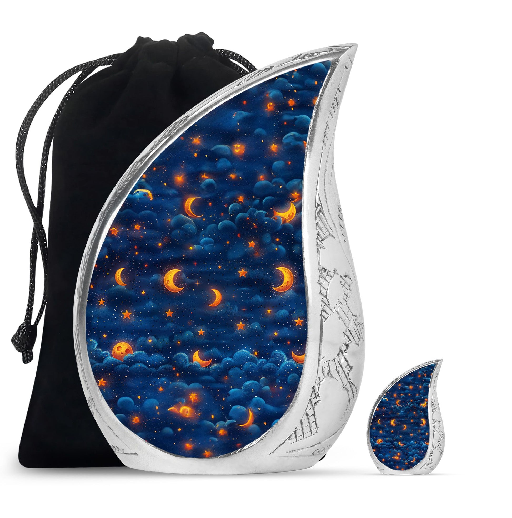 Night Sky Theme Large Urn With 1 Keepsake Urn