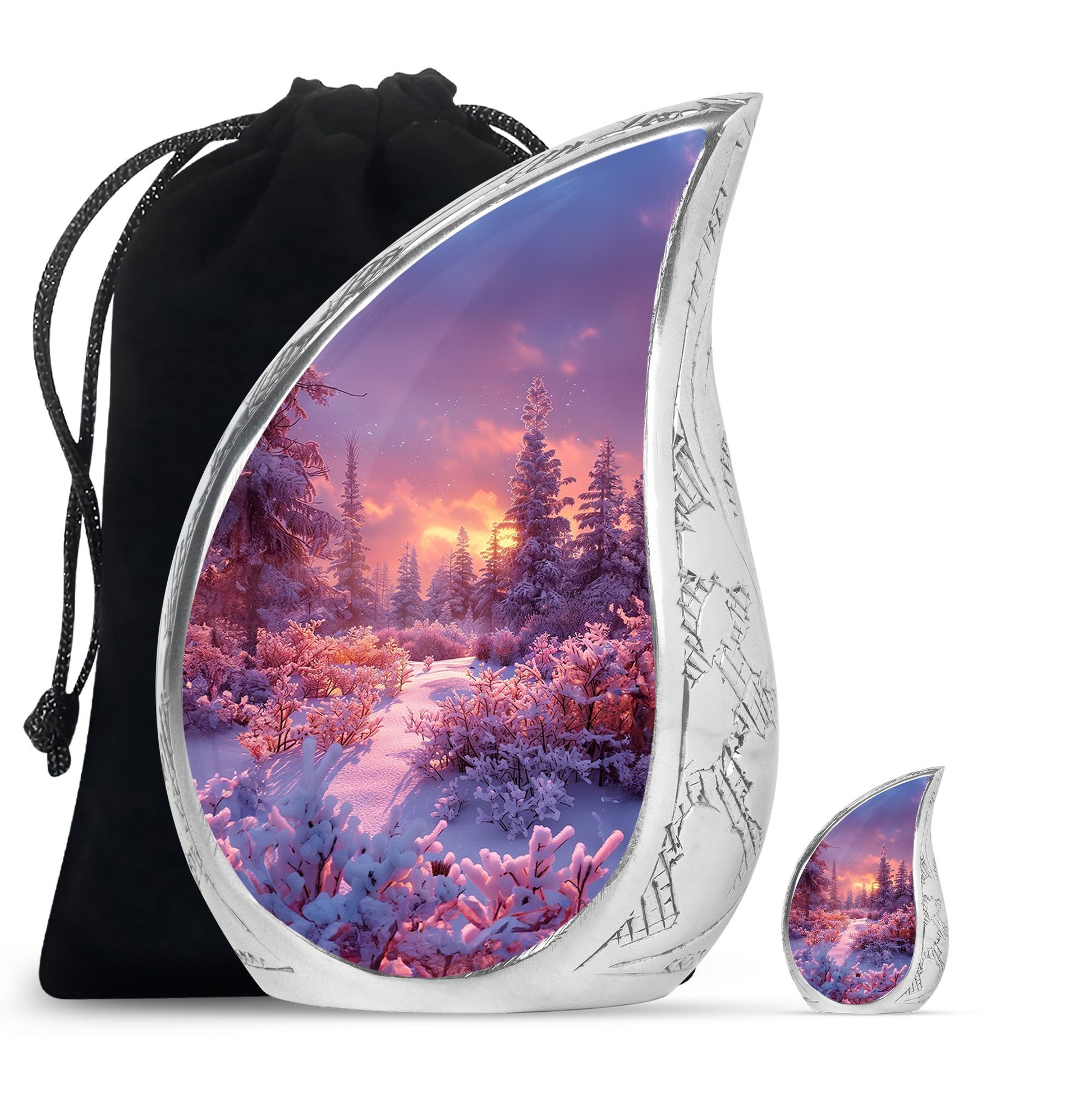 Majestic Sky Theme Large Urn With 1 Keepsake Urn