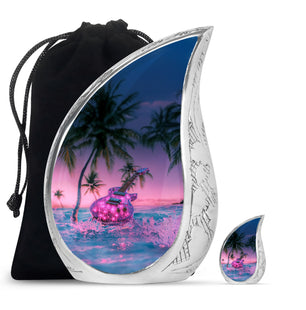 Guitar Theme Large Urn With 1 Keepsake Urn