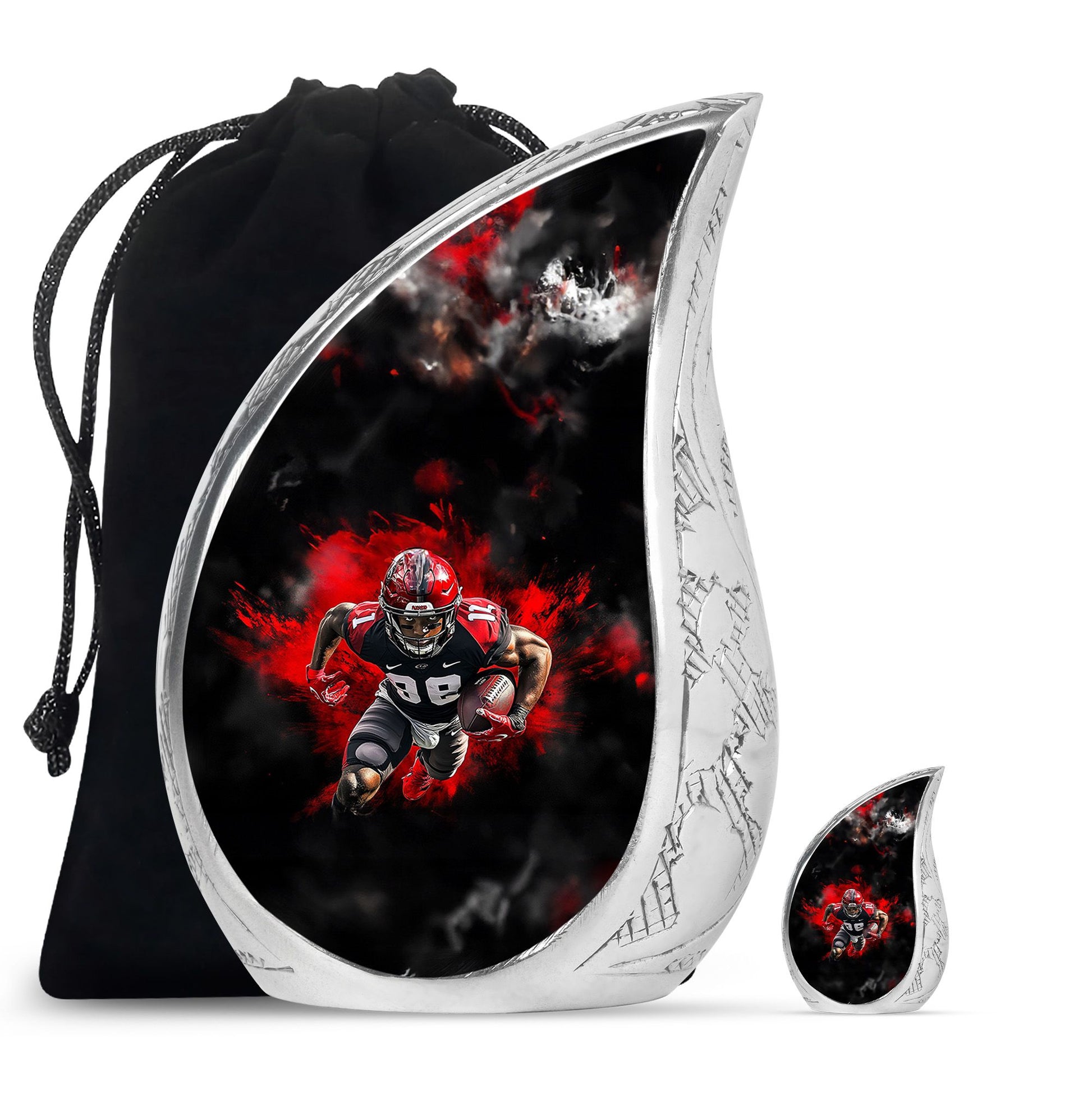 Football Theme Large Urn With 1 Keepsake Urn