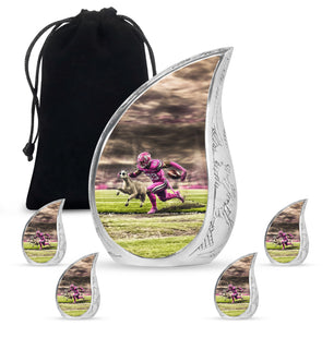 Football Theme Large Urn With 4 Keepsake Urn