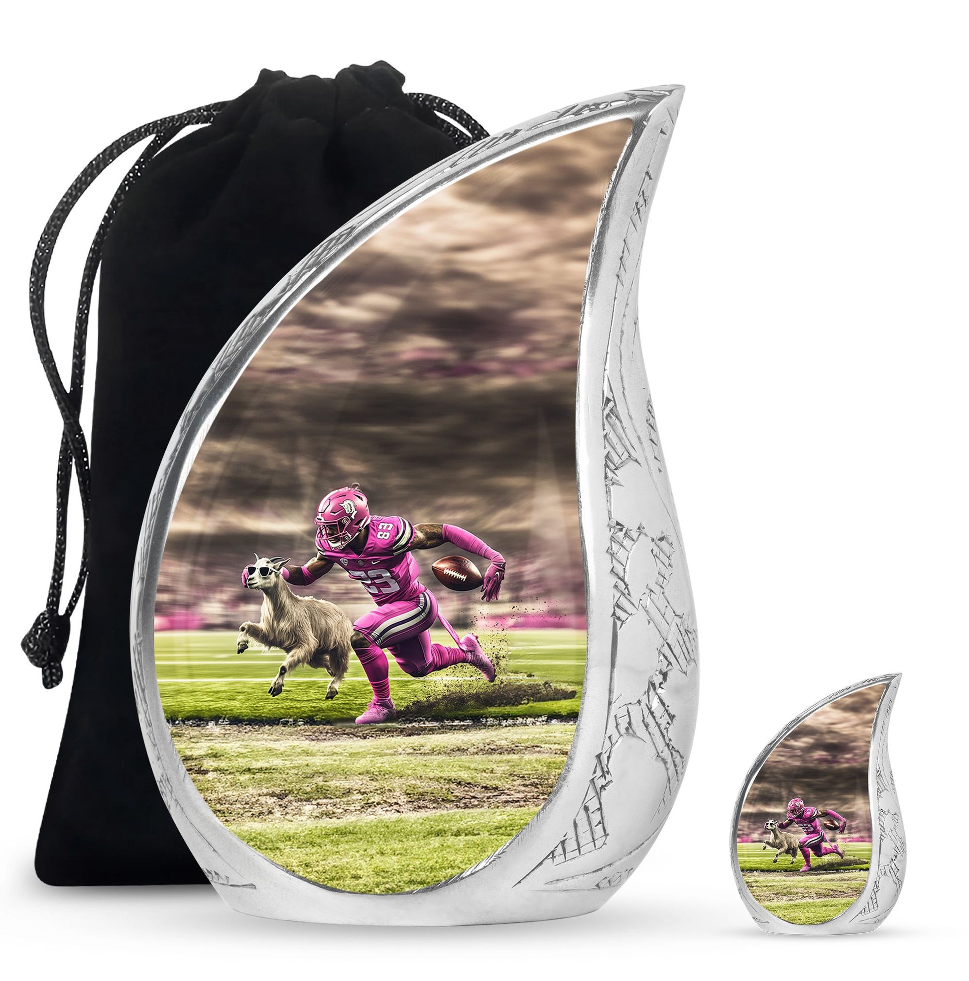 Football Theme Large Urn With 1 Keepsake Urn
