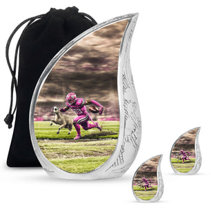 Football Theme Large Urn With 2 Keepsake Urn