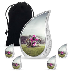 Football Theme Large Urn With 4 Keepsake Urn