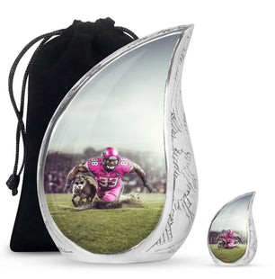 Football Theme Large Urn With 1 Keepsake Urn