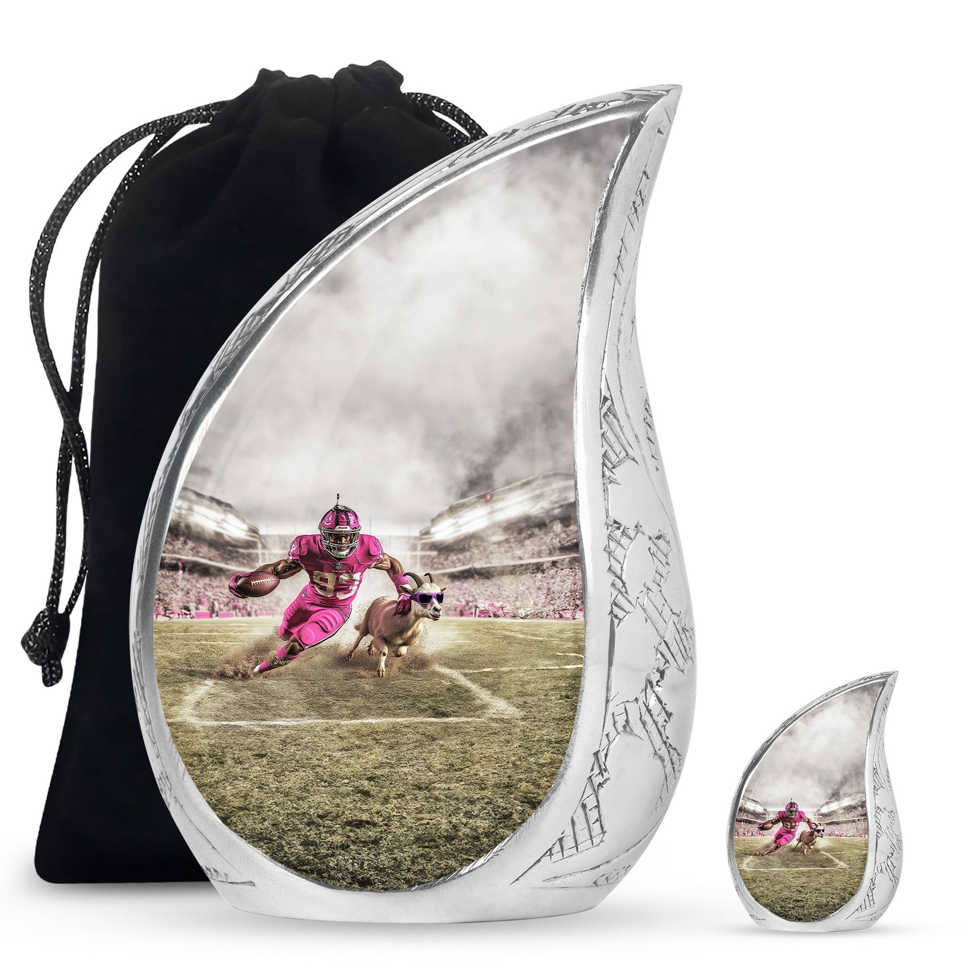 Football Theme Large Urn With 1 Keepsake Urn