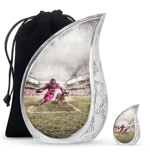 Football Theme Large Urn With 1 Keepsake Urn
