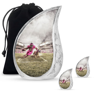 Football Theme Large Urn With 2 Keepsake Urn