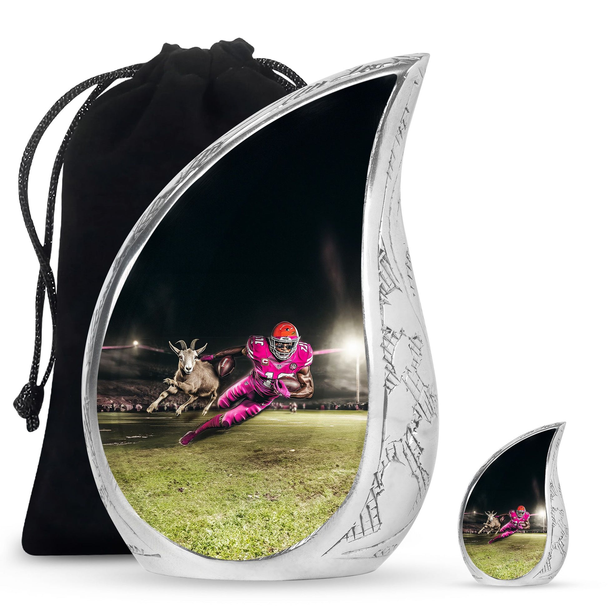 Football Theme Large Urn With 1 Keepsake Urn