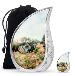 Guitar Theme Large Urn With 1 Keepsake Urn