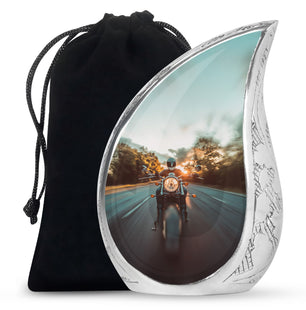 Motorbike Riders Theme Large Urn 10 Inch