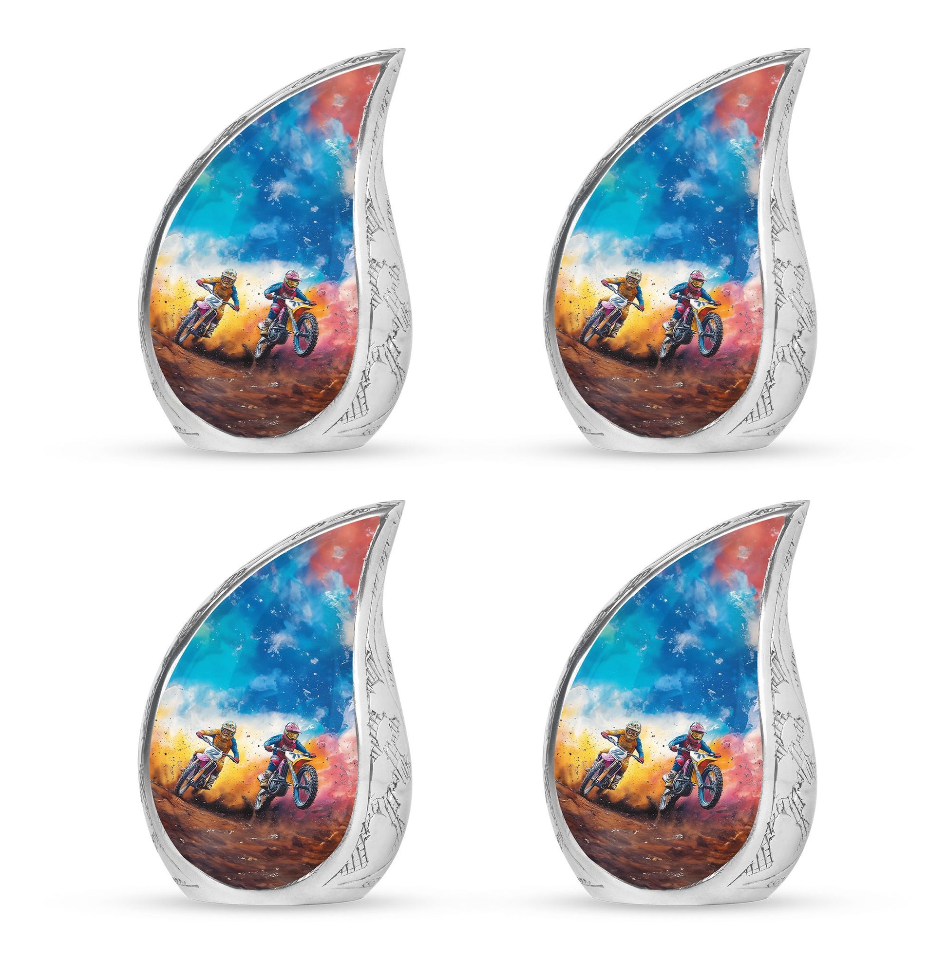Motorbike Race Theme 3 Inch Keepsake Pack of 4