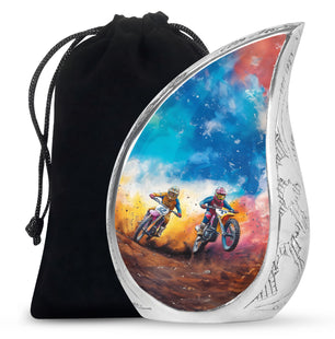 Motorbike Race Theme Large Urn 10 Inch