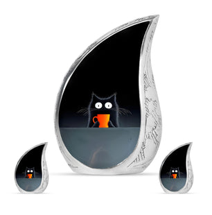 Cat Theme Large Urn With 2 Keepsake Urn