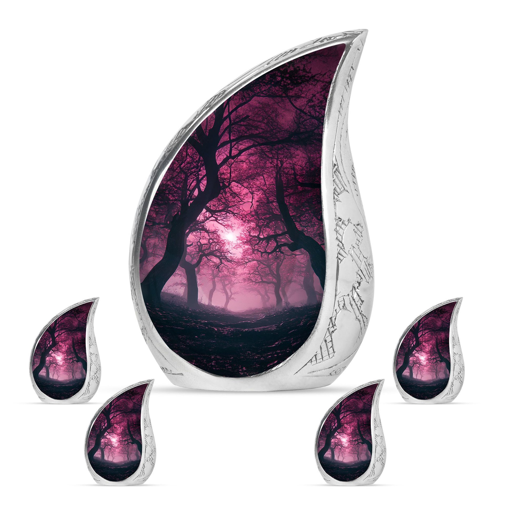 Tree Theme Large Urn With 4 Keepsake Urn