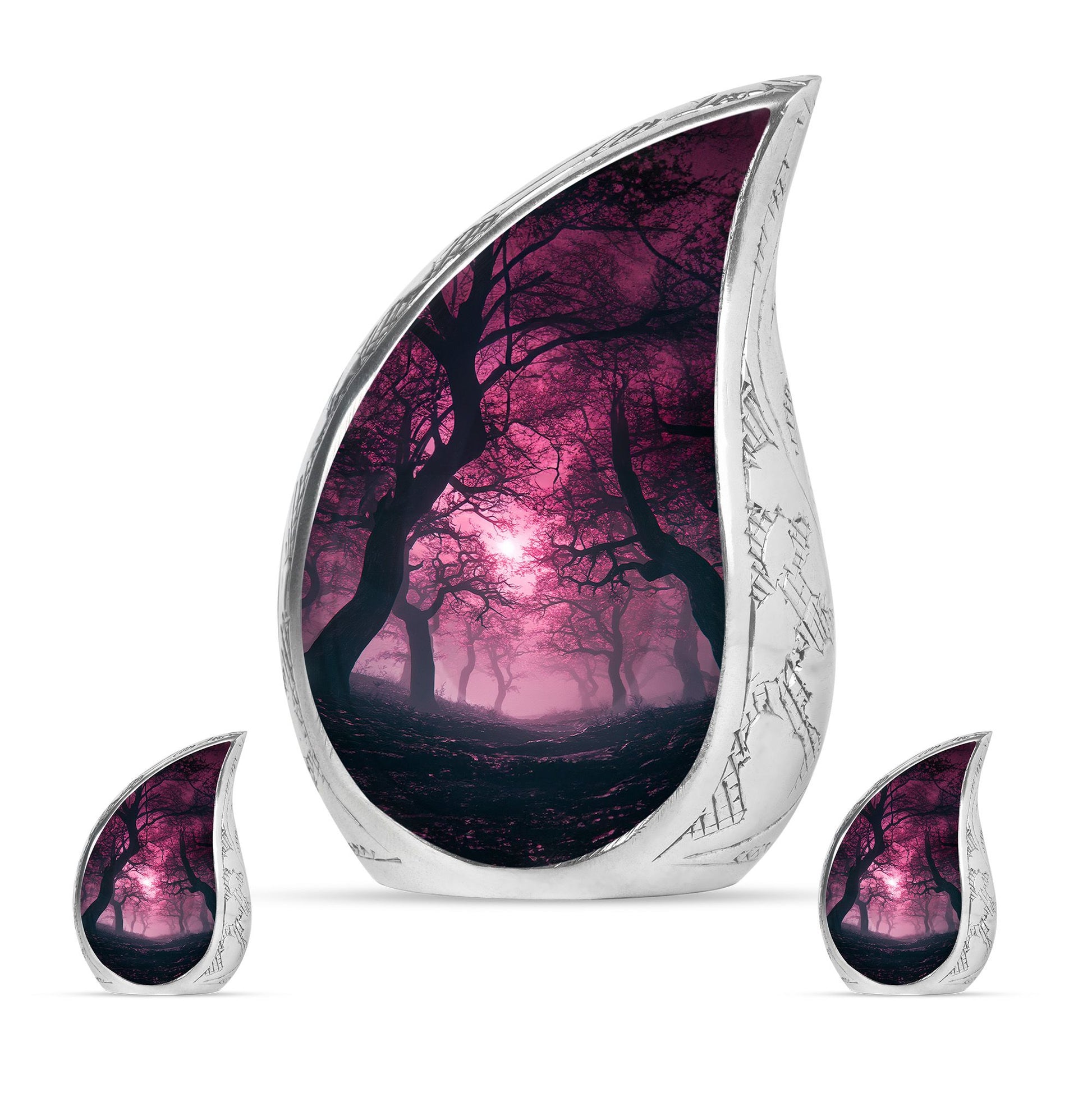 Tree Theme Large Urn With 2 Keepsake Urn