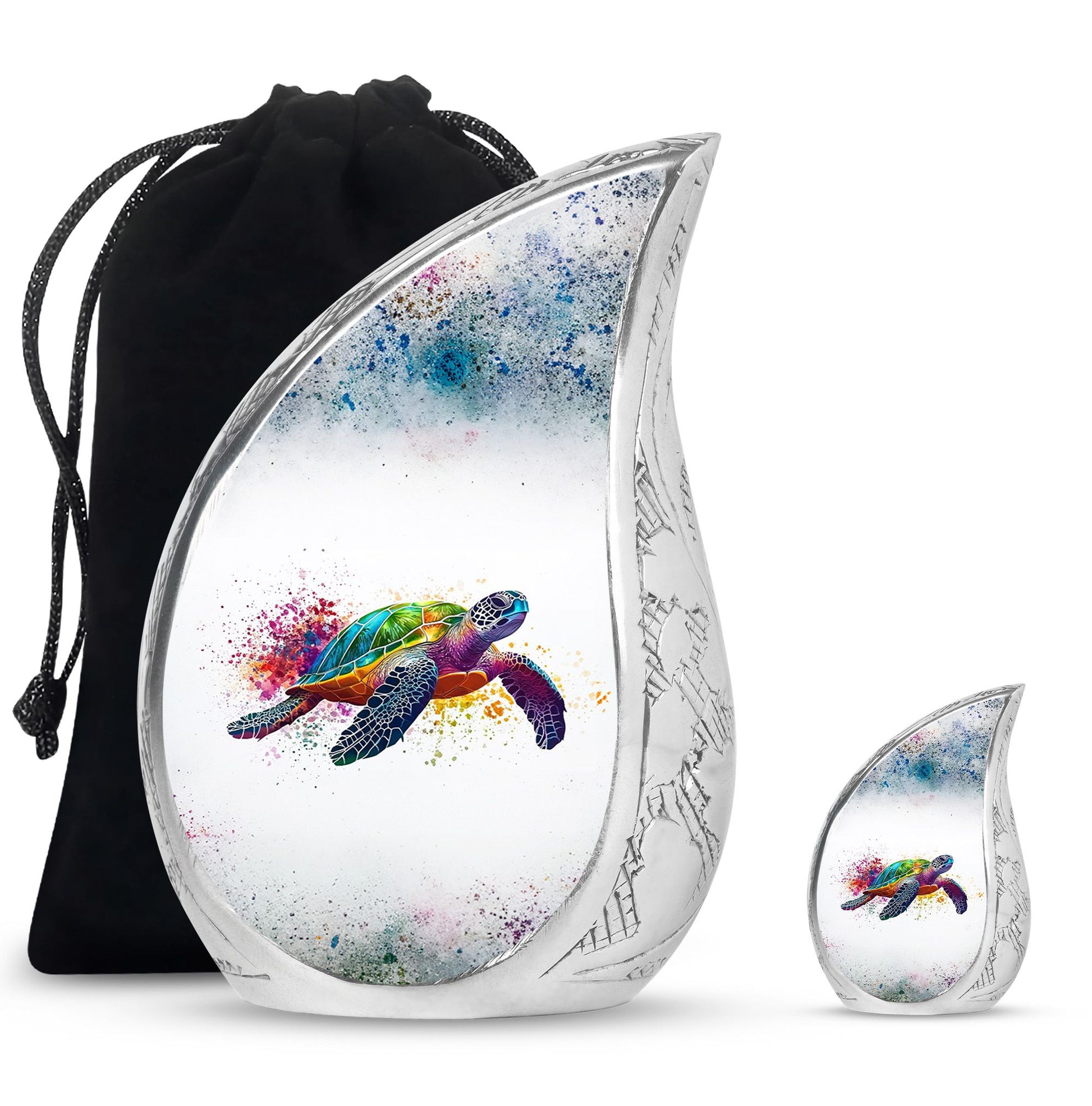Tortoise Theme Large Urn With 1 Keepsake Urn