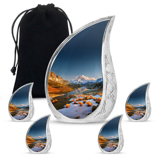 Nature Theme Large Urn With 4 Keepsake Urn