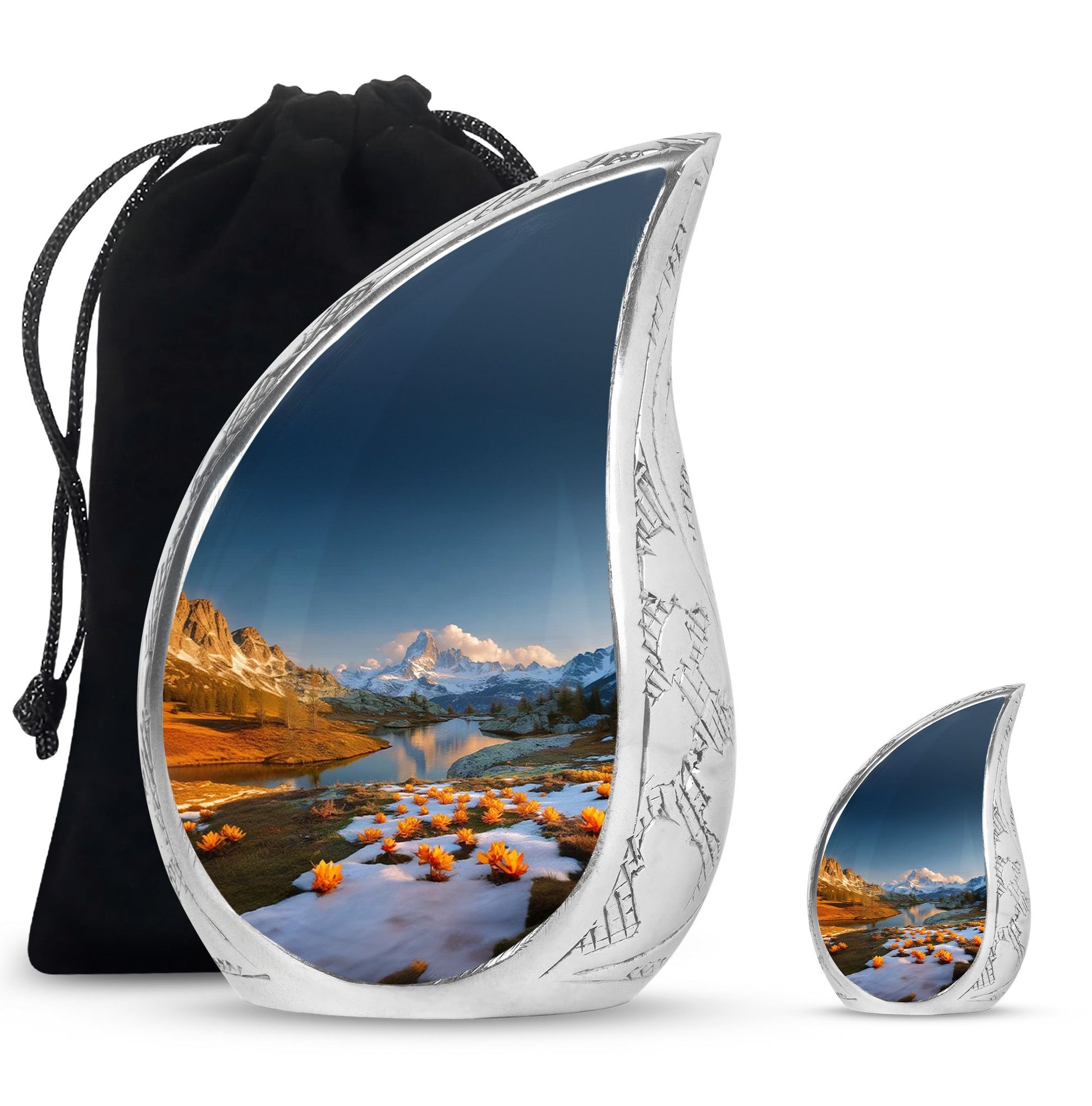 Nature Theme Large Urn With 1 Keepsake Urn