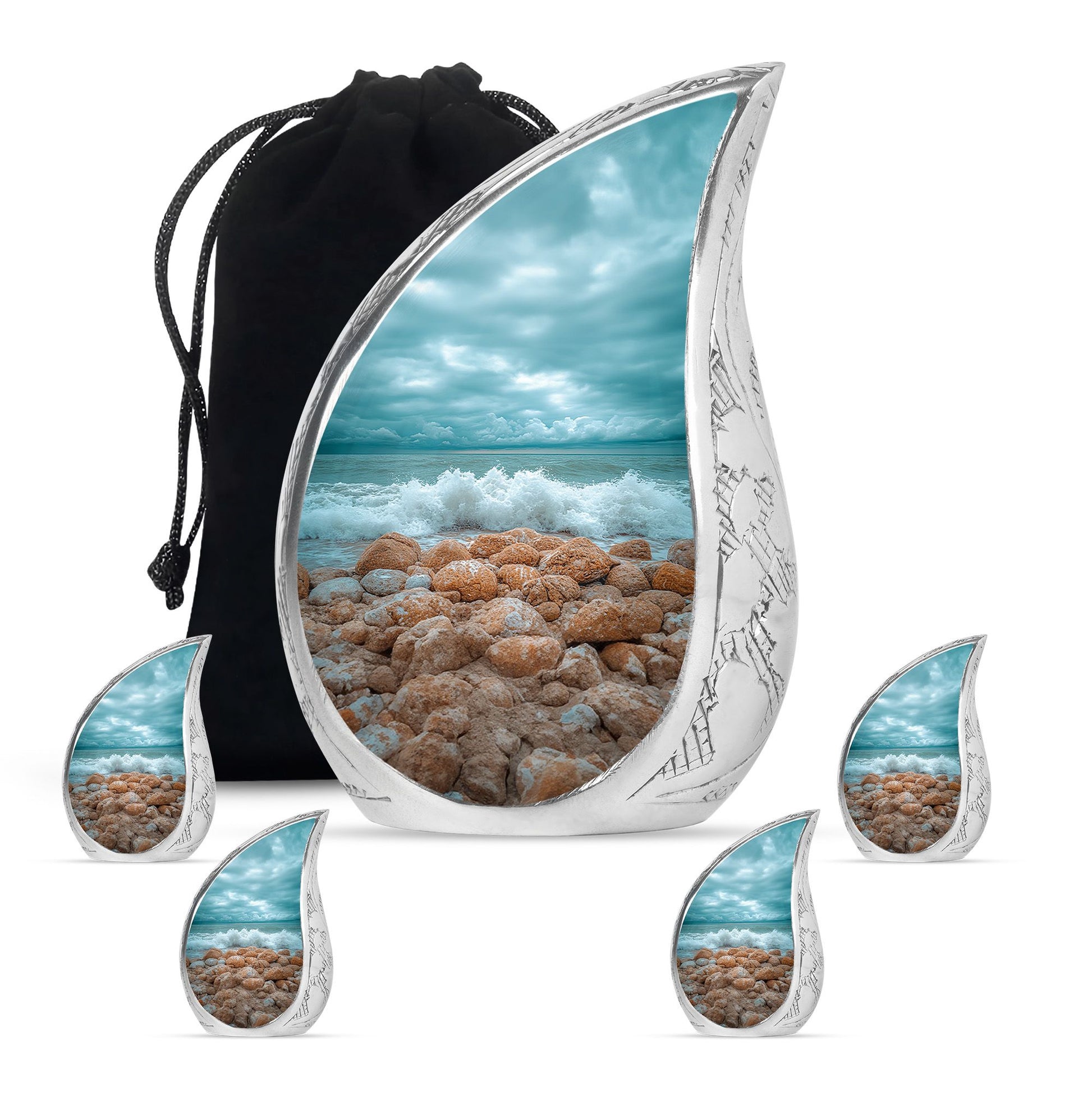 Sea Theme Large Urn With 4 Keepsake Urn