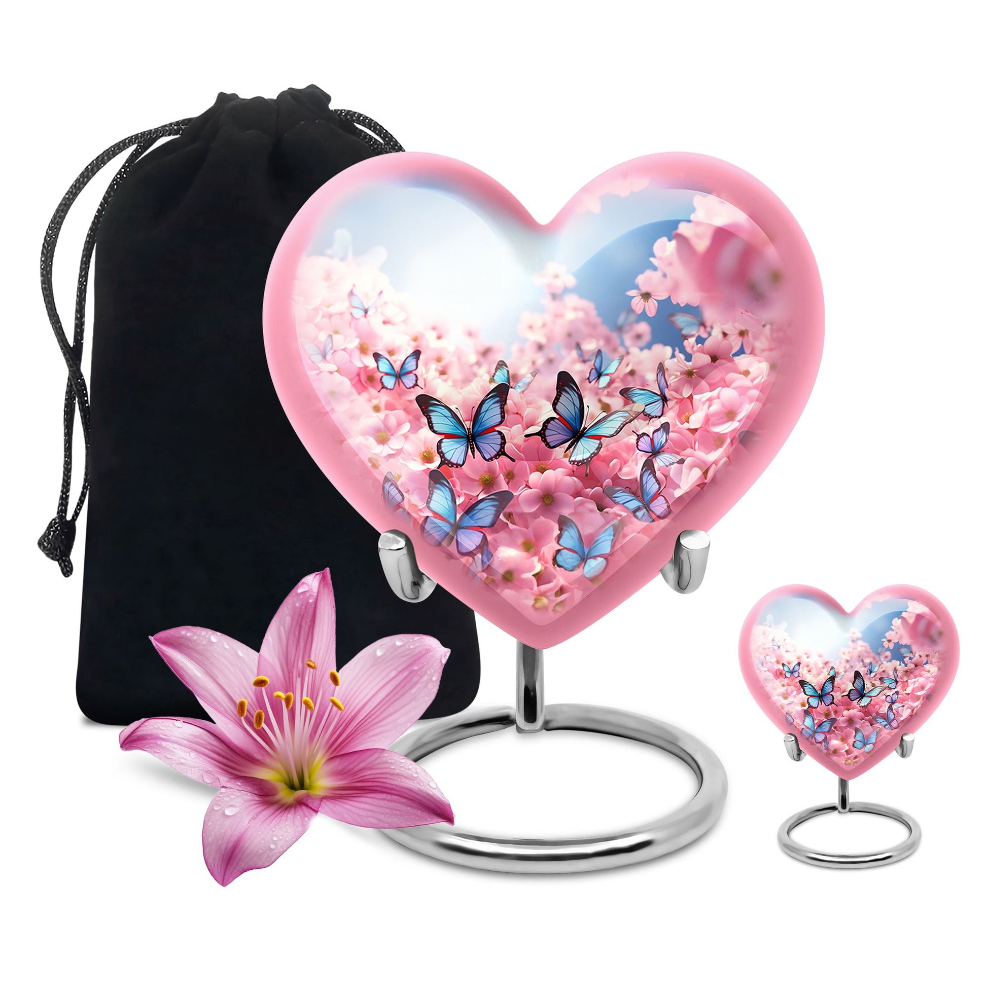 Blue Butterfly Meadow- Butterfly Urn Teardrop Shape Urn For Ashes