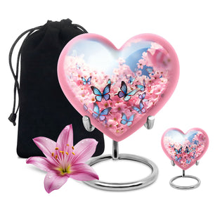 Blue Butterfly Meadow- Butterfly Urn Teardrop Shape Urn For Ashes