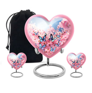 Blue Butterfly Meadow- Butterfly Urn Teardrop Shape Urn For Ashes