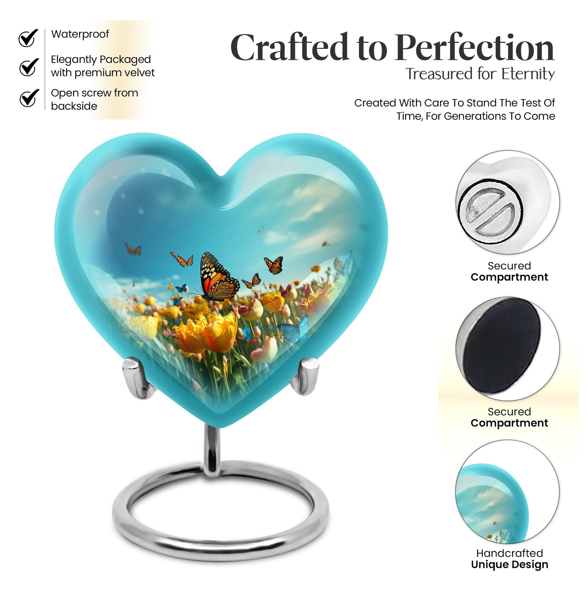 Heart Shape Butterfly Urn Keepsake 3 Inch