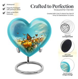 Heart Shape Butterfly Urn Keepsake 3 Inch