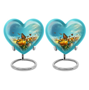 Heart Shape Butterfly Urn Keepsake Urn Pack of 2
