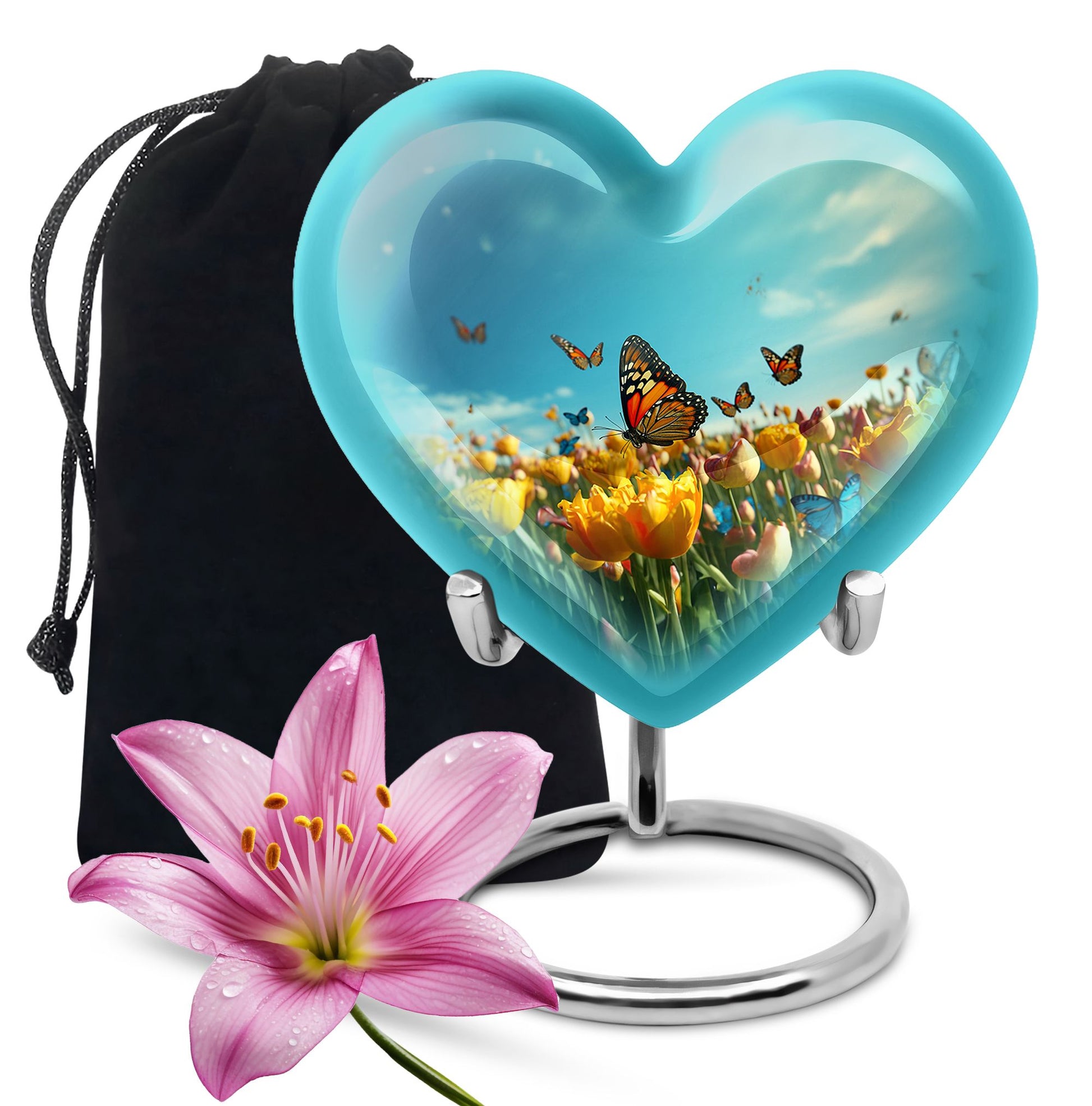 Heart Shape Butterfly Urn Large 10 Inch