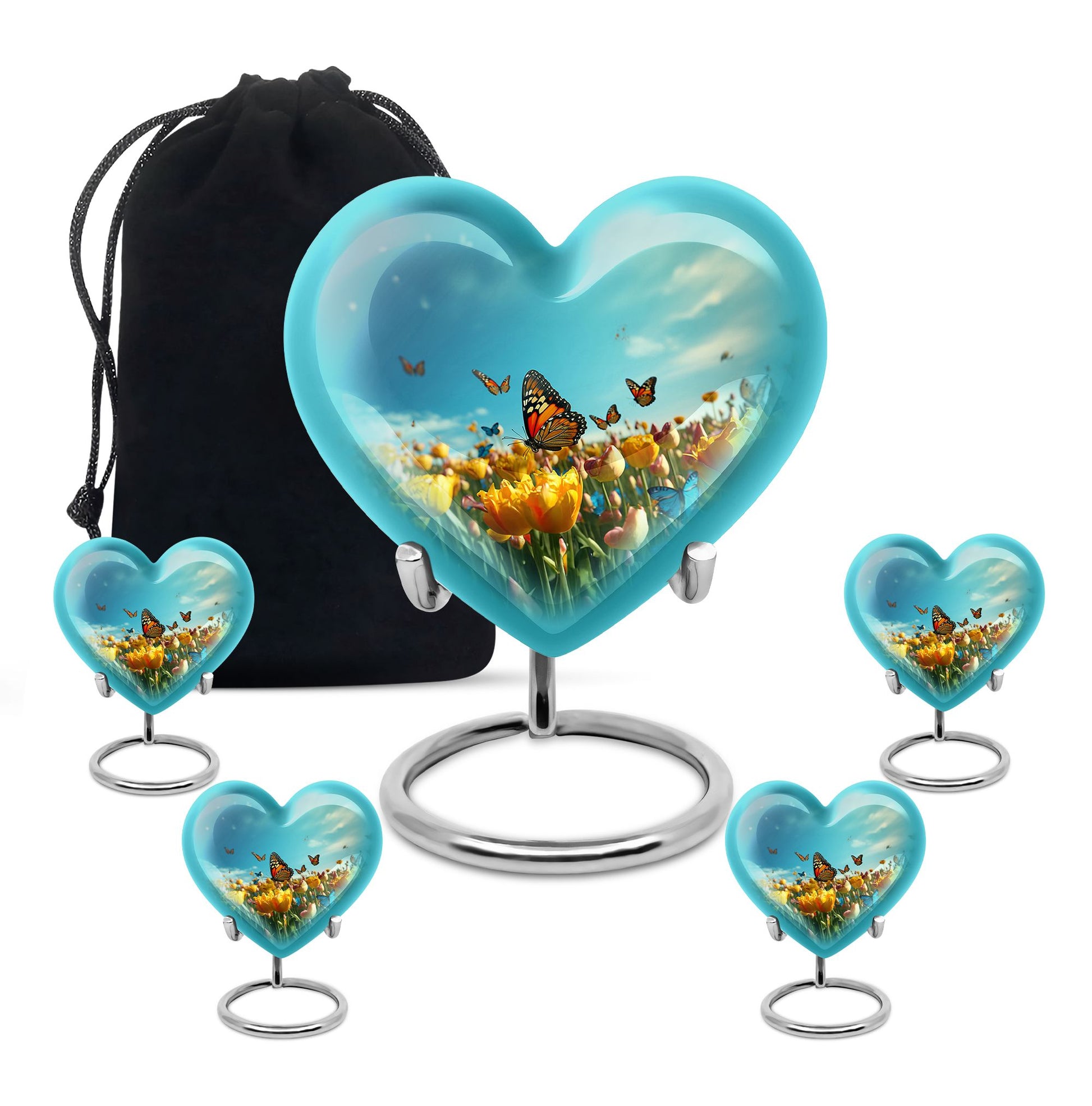 Heart Shape Butterfly Urn Large Urn With 4 Keepsake Urn