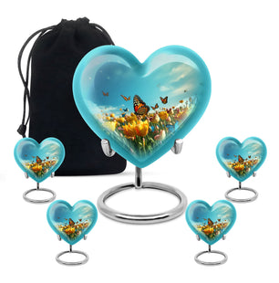 Heart Shape Butterfly Urn Large Urn With 4 Keepsake Urn