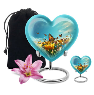 Heart Shape Butterfly Urn Large Urn With 1 Keepsake Urn