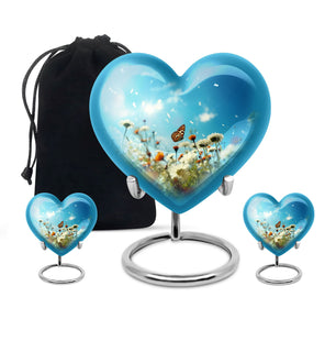 Butterflies Fly In A Meadow Teardrop Cremation Urn For Ashes