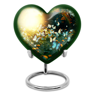 Heart Shape Butterfly Urn Large 10 Inch