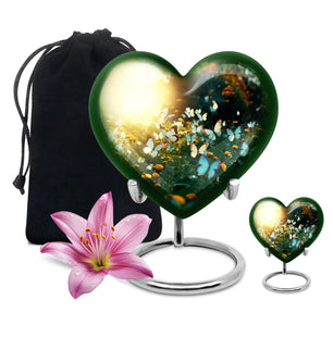 Heart Shape Butterfly Urn Large Urn With 1 Keepsake Urn