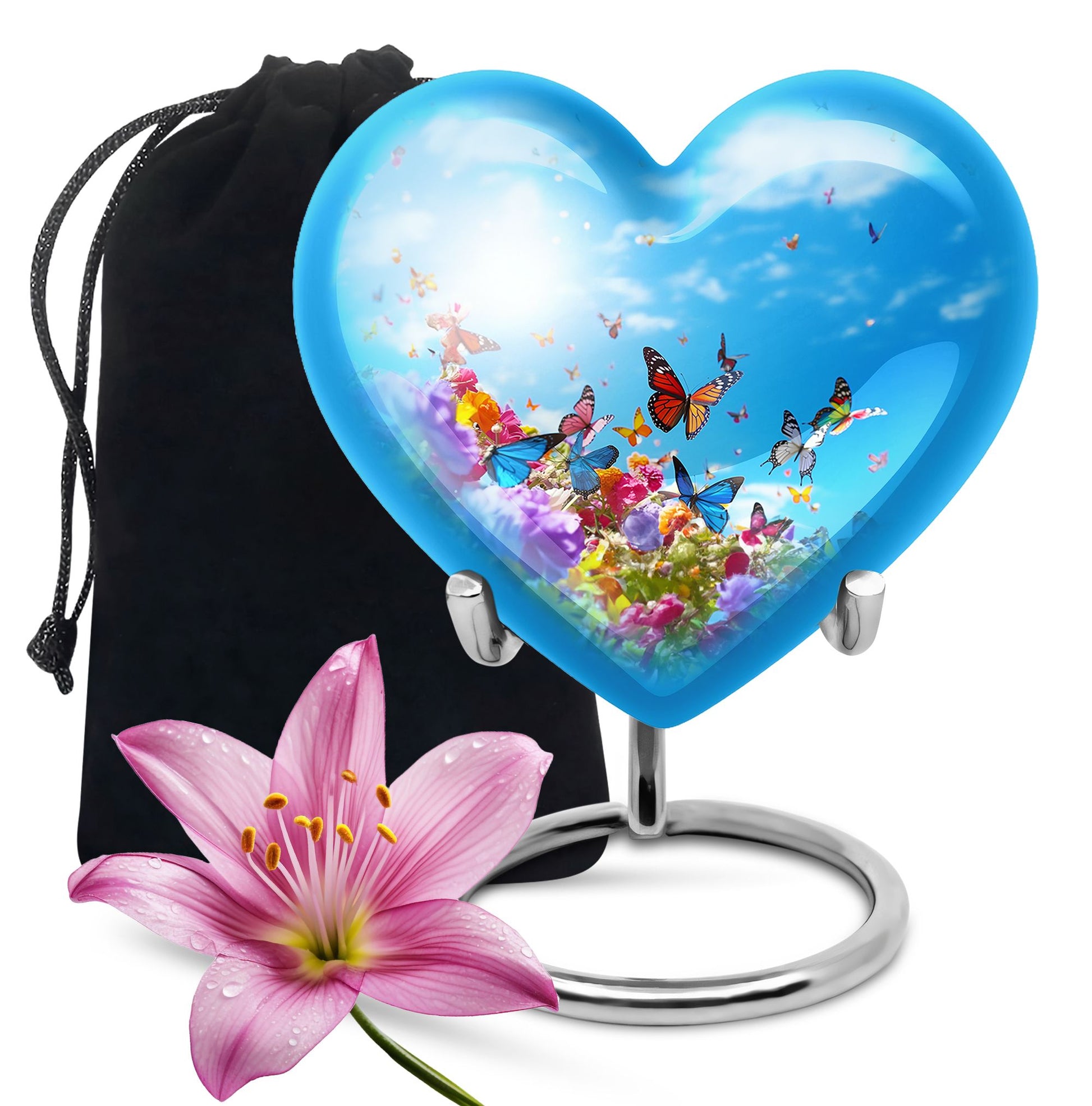 Blue Butterlies- Butterfly Urn Teardrop Cremation Urn