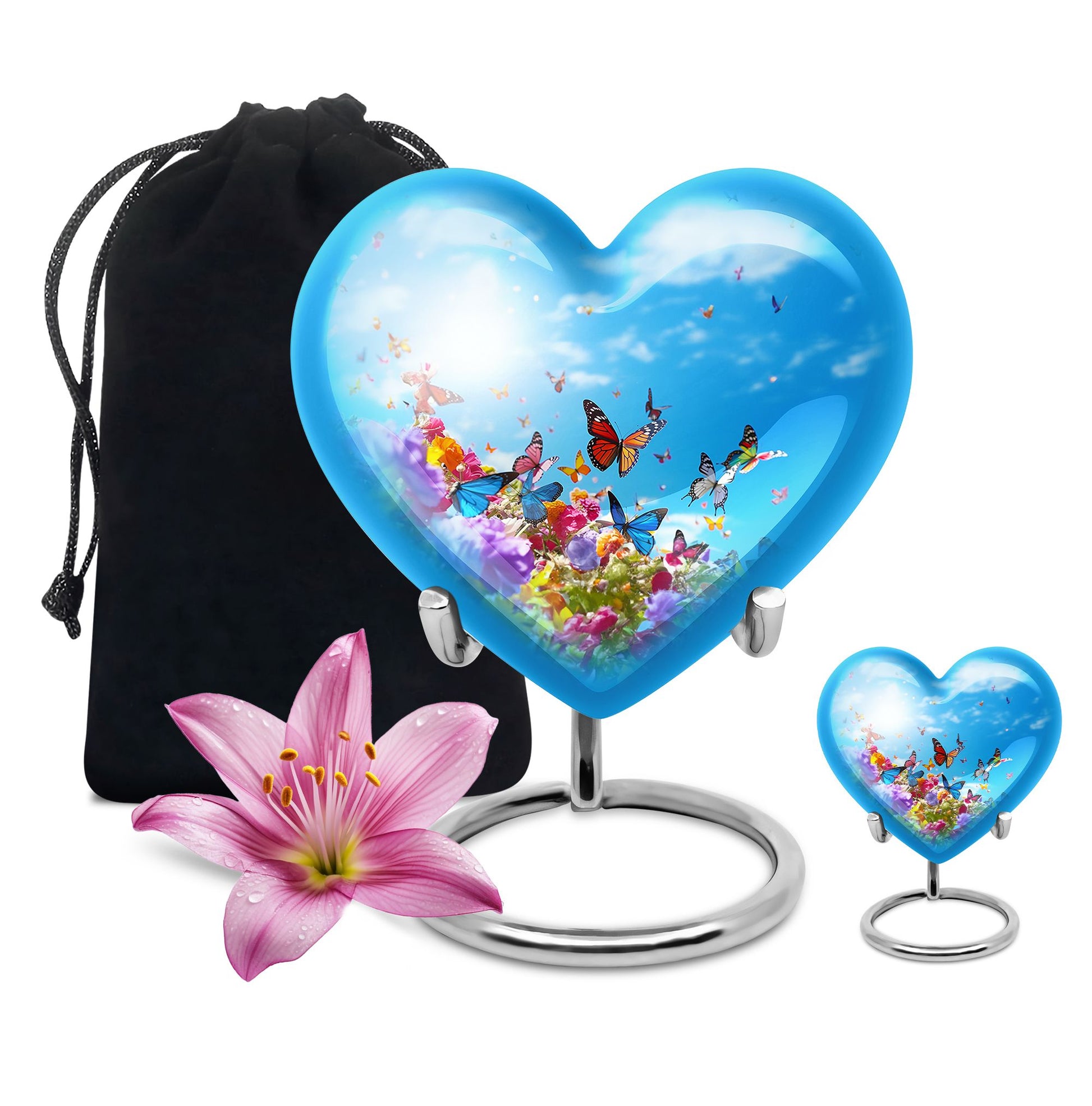 Blue Butterlies- Butterfly Urn Teardrop Cremation Urn